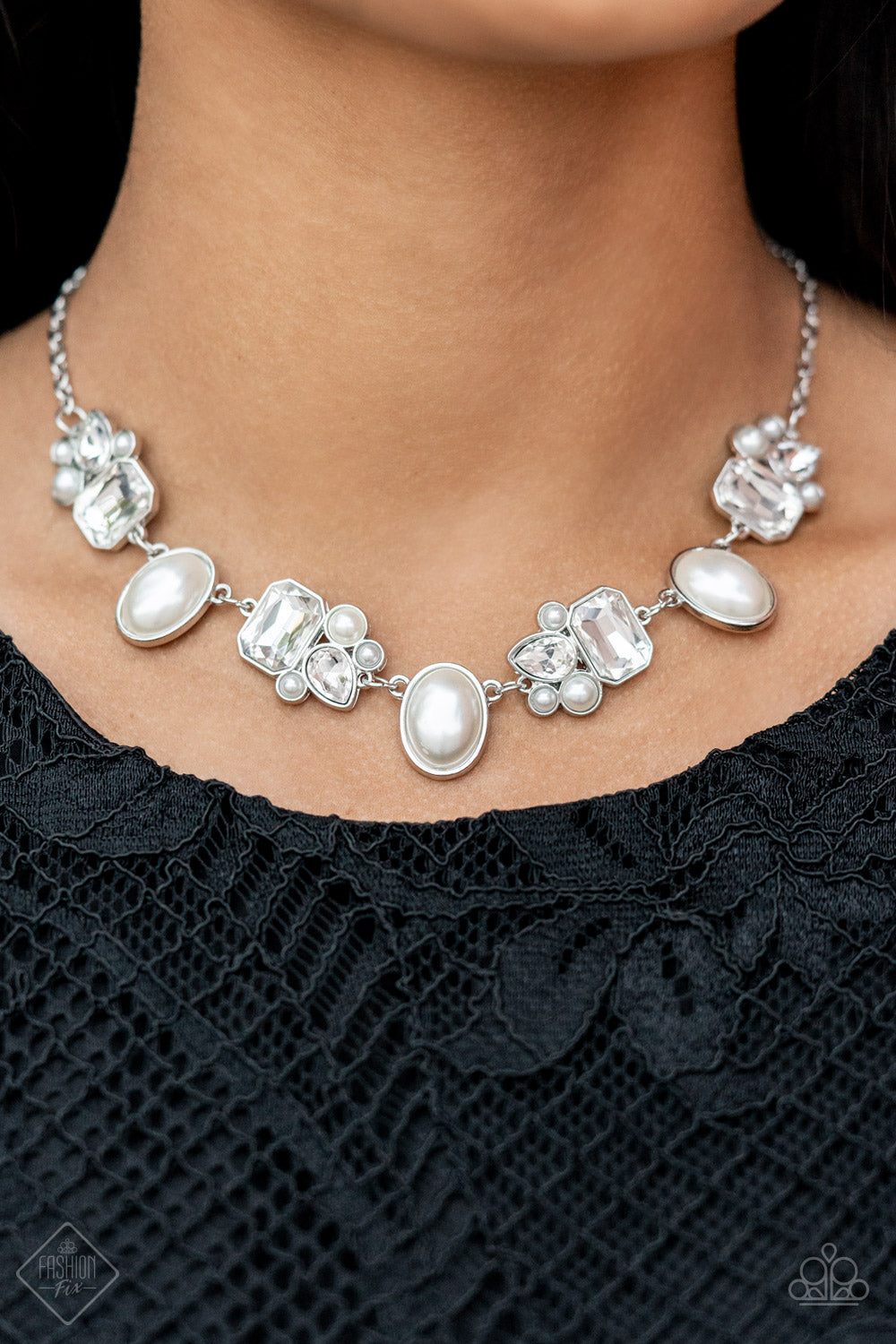 Paparazzi ~ Sensational Showstopper ~ White Necklace and Bracelet Set (Fashion Fix Exclusive)