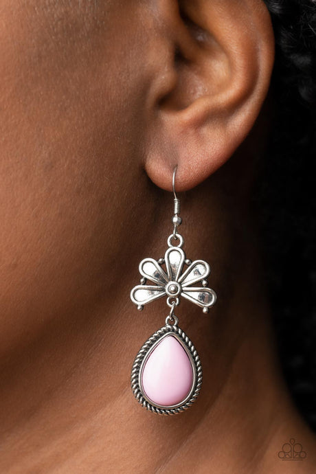 Paparazzi ~ Brightly Blooming ~ Pink Earrings