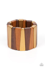Load image into Gallery viewer, Paparazzi ~ Bahama Boardwalk ~ Brown and Brassy Wooden Bracelet