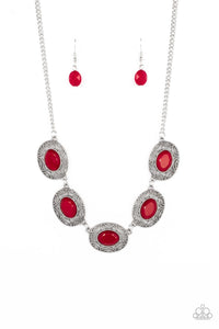 Paparazzi ~ Sunshiny Shimmer ~ Red Necklace Set