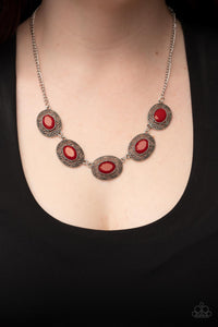 Paparazzi ~ Sunshiny Shimmer ~ Red Necklace Set