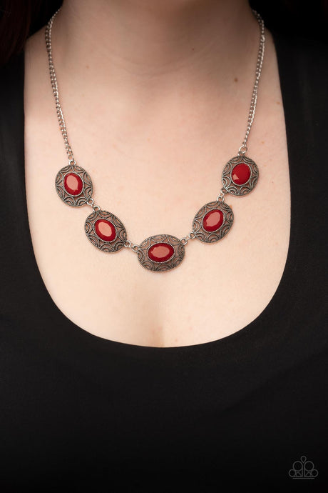 Paparazzi ~ Sunshiny Shimmer ~ Red Necklace Set