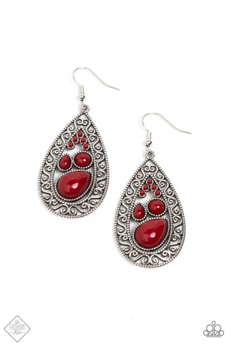 Paparazzi ~ Nautical Daydream ~ Red Earrings (Fashion Fix Exclusive)