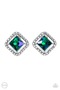 Paparazzi ~ Cosmic Catwalk ~ Green Clip-On Earrings