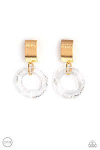 Paparazzi ~ Clear Out! ~ Gold Clip-On Earrings