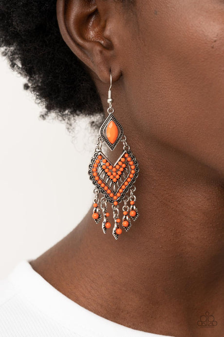 Paparazzi ~ Dearly Debonair ~ Orange Earrings