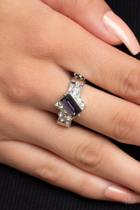 Paparazzi ~ Tip the Balance ~ Purple Ring with Dainty Stretchy Band