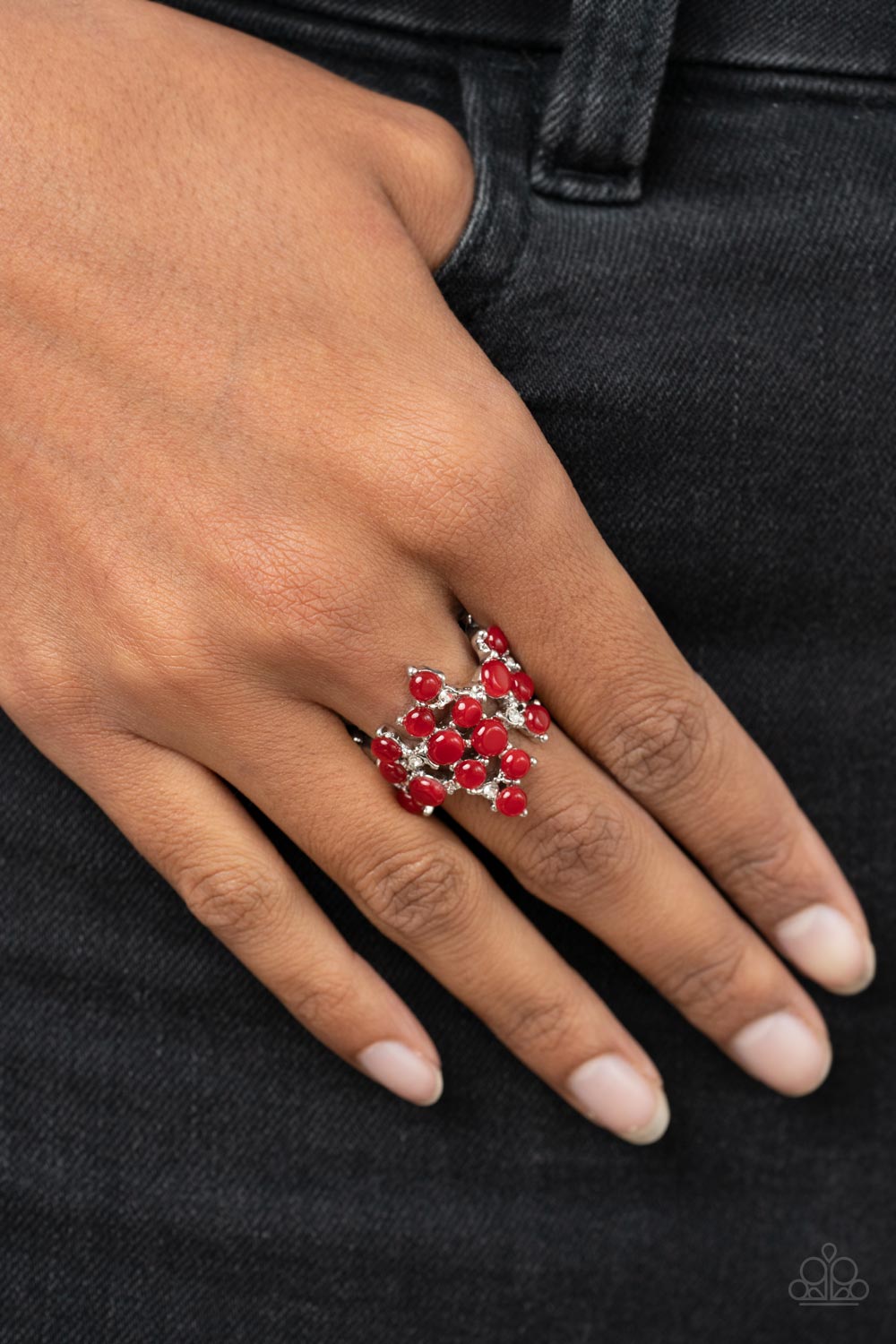 Paparazzi - Seeing Eye to Cats Eye - Red Ring (stretchy band)