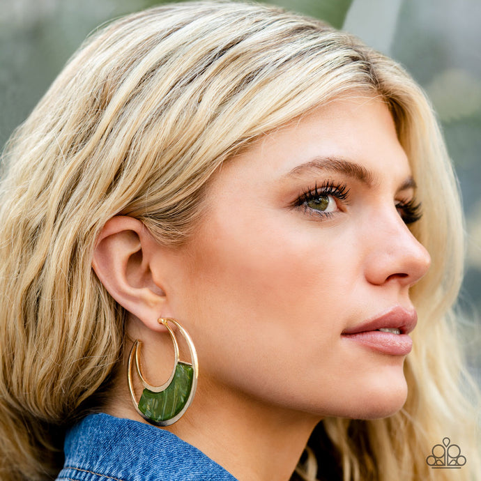Paparazzi ~ Contemporary Curves ~ Green Hoop Earrings