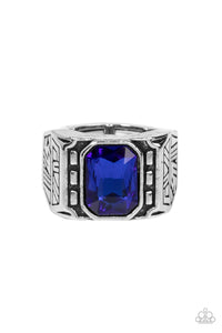 Paparazzi ~ Metro Magnate ~ Men's Blue Ring with Stretchy Band