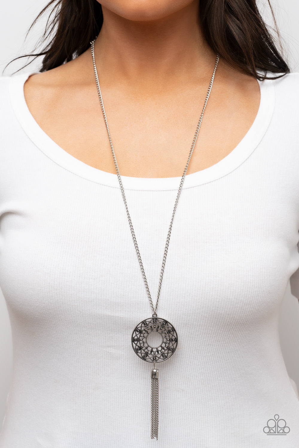 Paparazzi ~ Tai Chi Tassel ~ Silver Necklace Set