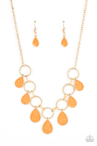 Paparazzi ~ Golden Glimmer ~ Orange Necklace Set