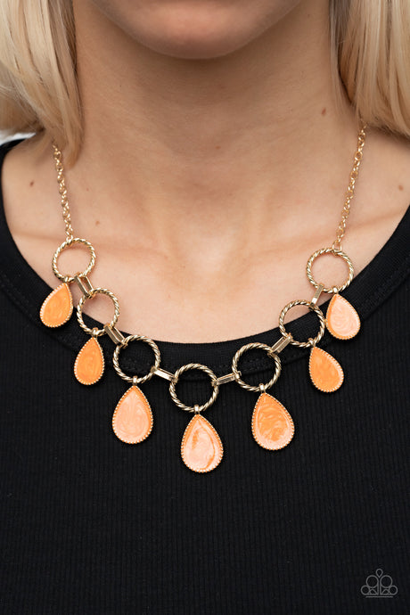 Paparazzi ~ Golden Glimmer ~ Orange Necklace Set