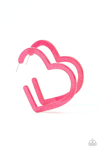 Paparazzi ~ Heart-Throbbing Twinkle ~ Pink Acrylic Hoop Earrings