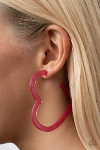 Paparazzi ~ Heart-Throbbing Twinkle ~ Pink Acrylic Hoop Earrings