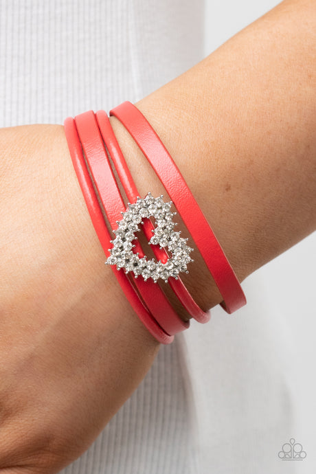 Paparazzi ~ Wildly in Love ~ Red Urban Bracelet with Magnetic Closure