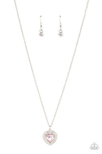 Paparazzi ~ Taken with Twinkle ~ Pink Heart Pendant Necklace Set