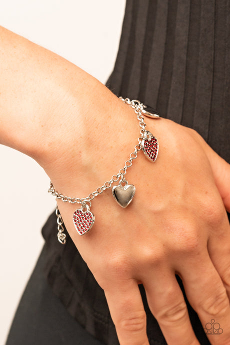Paparazzi ~ Lusty Lockets ~ Red Charm Bracelet