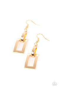 Paparazzi ~ Blazing Buckles ~ Gold Earrings