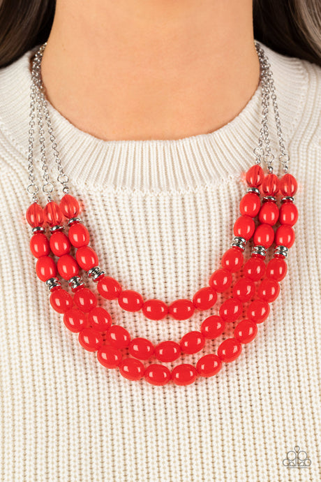 Paparazzi ~ Coastal Cruise ~ Red Necklace and Bracelet Set
