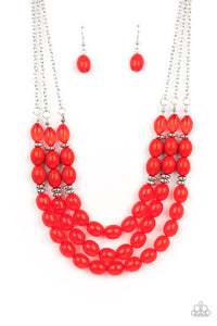 Paparazzi ~ Coastal Cruise ~ Red Necklace and Bracelet Set
