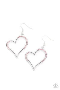 Paparazzi ~ Tenderhearted Twinkle ~ Pink Heart Earrings