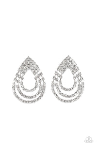 Paparazzi ~ Take a POWER Stance ~ White Rhinestone Post Earrings