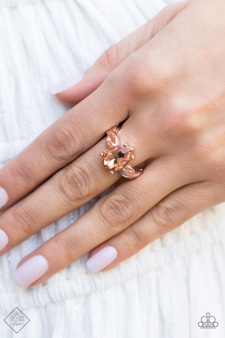 Paparazzi ~ Law of Attraction ~ Rose Gold Ring with Stretchy Band (Fashion Fix Exclusive)