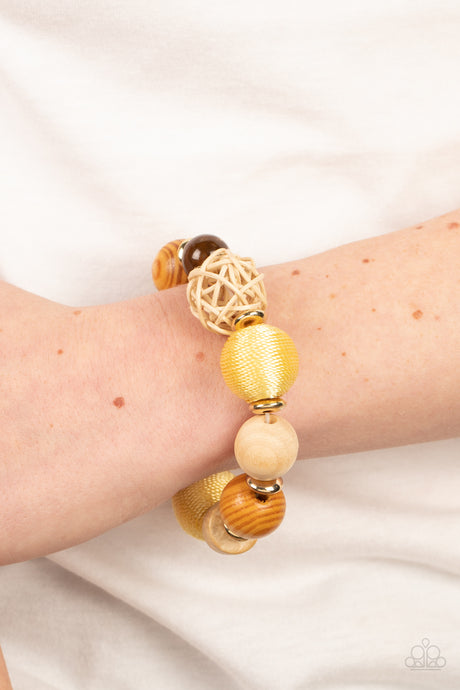 Paparazzi ~ Happily Homespun ~ Yellow Bracelet