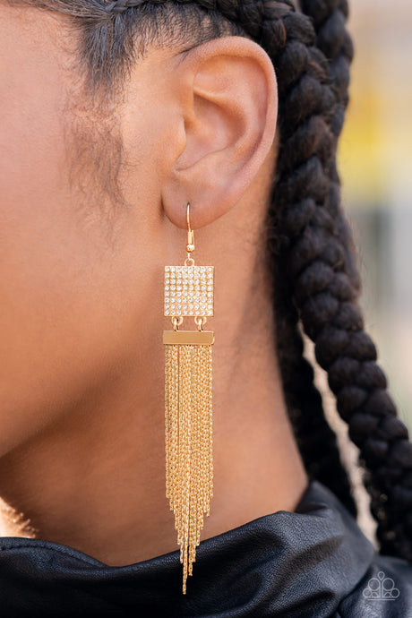 Paparazzi ~ Dramatically Deco ~ Gold Earrings (Life of the Party Exclusive)