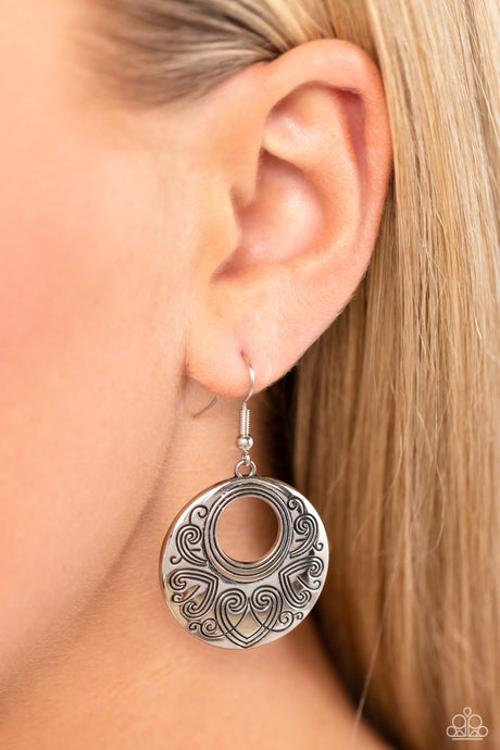 Paparazzi ~ Western Beau ~ Silver Earrings