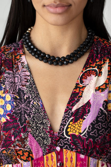 Paparazzi ~ Greco Getaway ~ Black and Gold Necklace and Bracelet Set