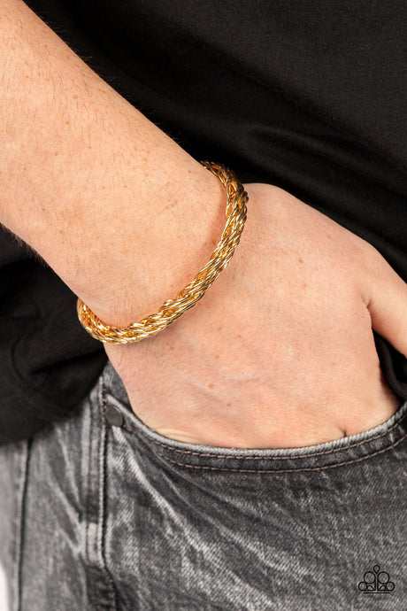 Paparazzi ~ Rally Together ~ Men's Gold Cuff Bracelet
