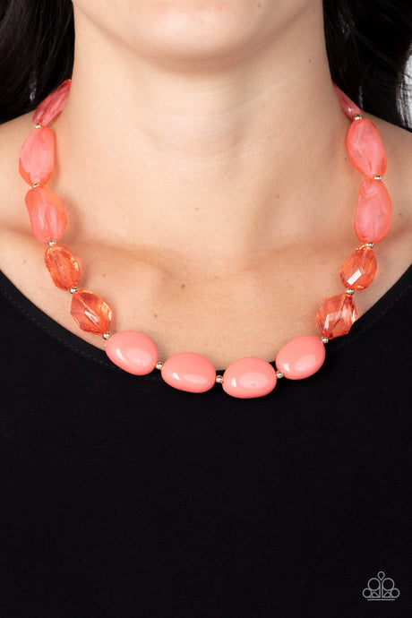 Paparazzi - Private Paradise - Orange Necklace Set