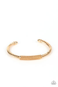 Paparazzi ~ CABLE-Minded ~ Men's Gold Cuff Bracelet