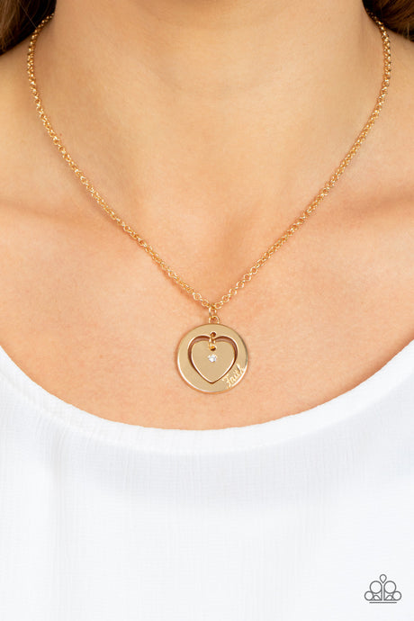 Paparazzi ~ Heart Full of Faith ~ Gold Inspirational Necklace Set