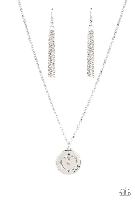 Paparazzi - Heart Full of Faith - Pink inspirational Necklace Set