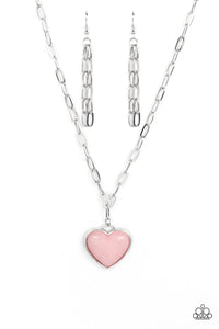 Paparazzi ~ Everlasting Endearment ~ Pink Heart Pendant Necklace Set