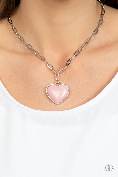 Paparazzi ~ Everlasting Endearment ~ Pink Heart Pendant Necklace Set