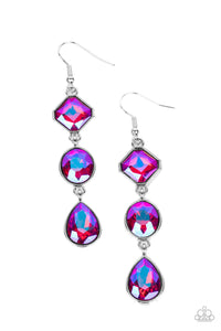 paparazzi ~ Reflective Rhinestones ~ Pink Iridescent Earrings
