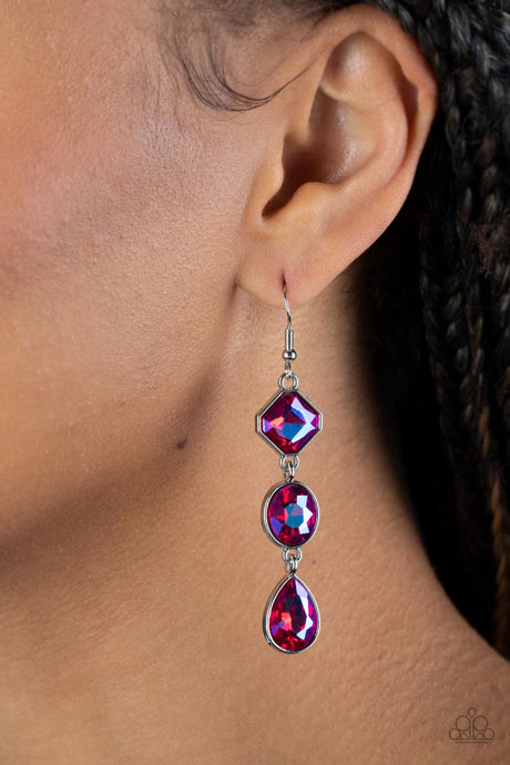 paparazzi ~ Reflective Rhinestones ~ Pink Iridescent Earrings