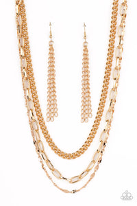 Paparazzi ~ Galvanized Grit ~ Gold Necklace Set