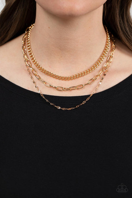 Paparazzi ~ Galvanized Grit ~ Gold Necklace Set