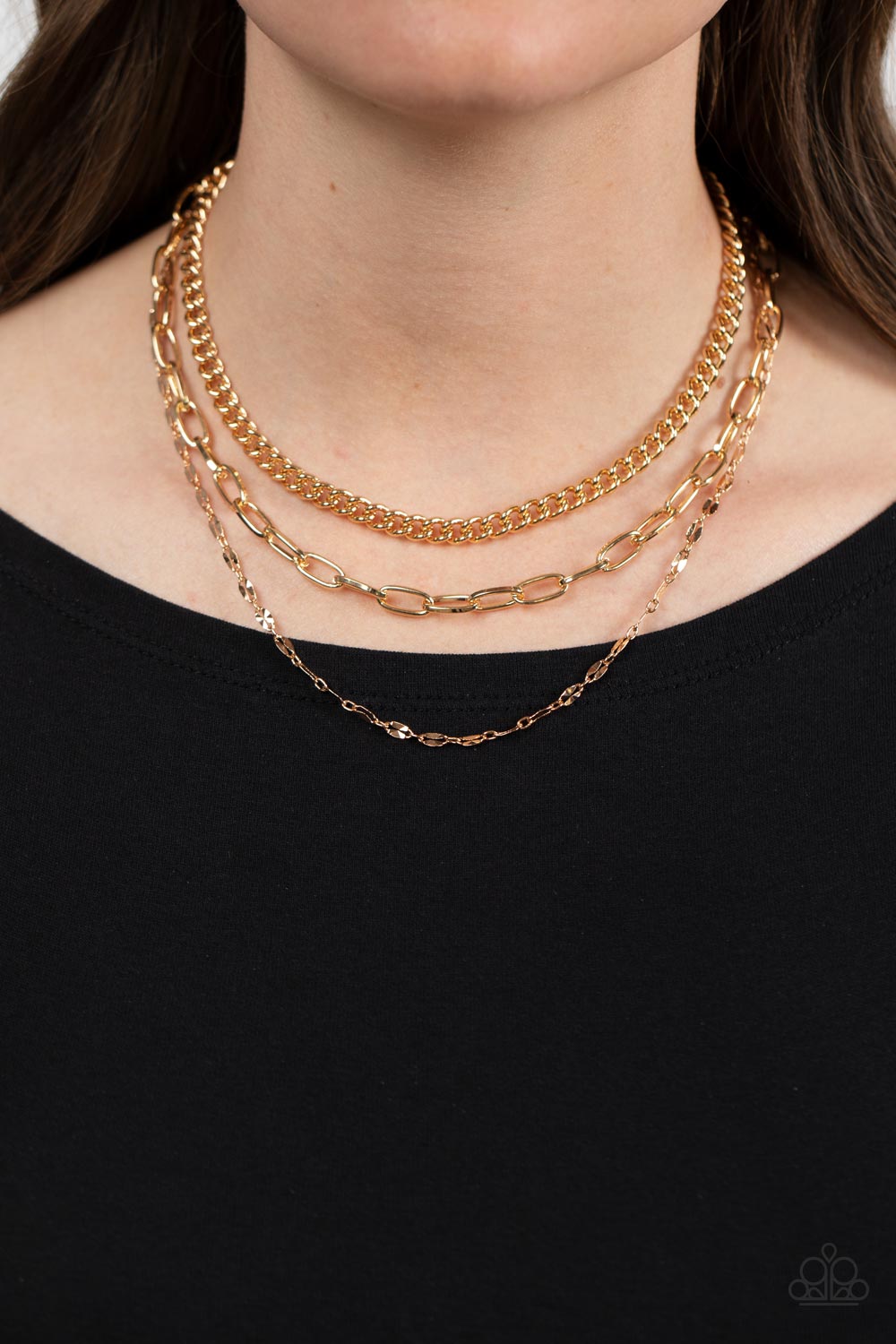 Paparazzi ~ Galvanized Grit ~ Gold Necklace Set