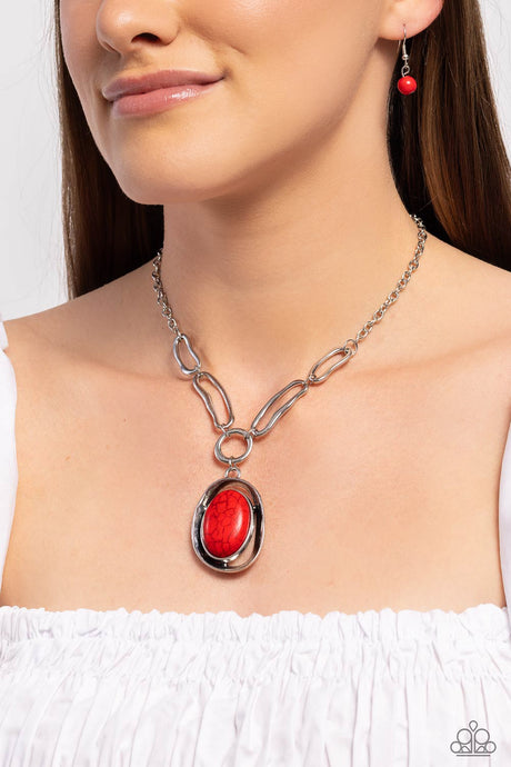 Paparazzi ~ Sandstone Stroll ~ Red Necklace Set