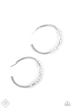 Load image into Gallery viewer, Paparazzi ~ Bubble-Bursting Bling ~ White Hoop Earrings (Fashion Fix Exclusive)