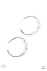 Paparazzi ~ Bubble-Bursting Bling ~ White Hoop Earrings (Fashion Fix Exclusive)