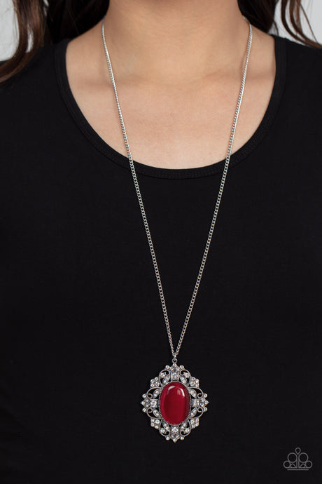 Paparazzi ~ Dream Board Dazzle ~ Red Vintage Pendant Necklace Set