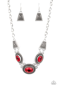 Paparazzi ~ Textured TRAPEZOID ~ Red Necklace Set