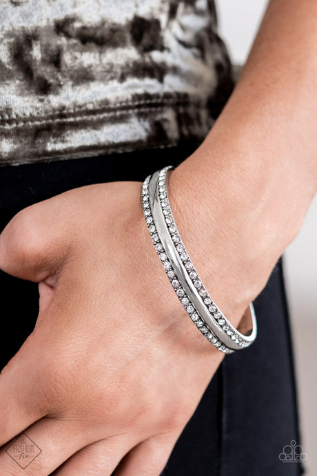 Paparazzi - Forged Uproar - White Bangle Bracelet (Fashion Fix Exclusive)